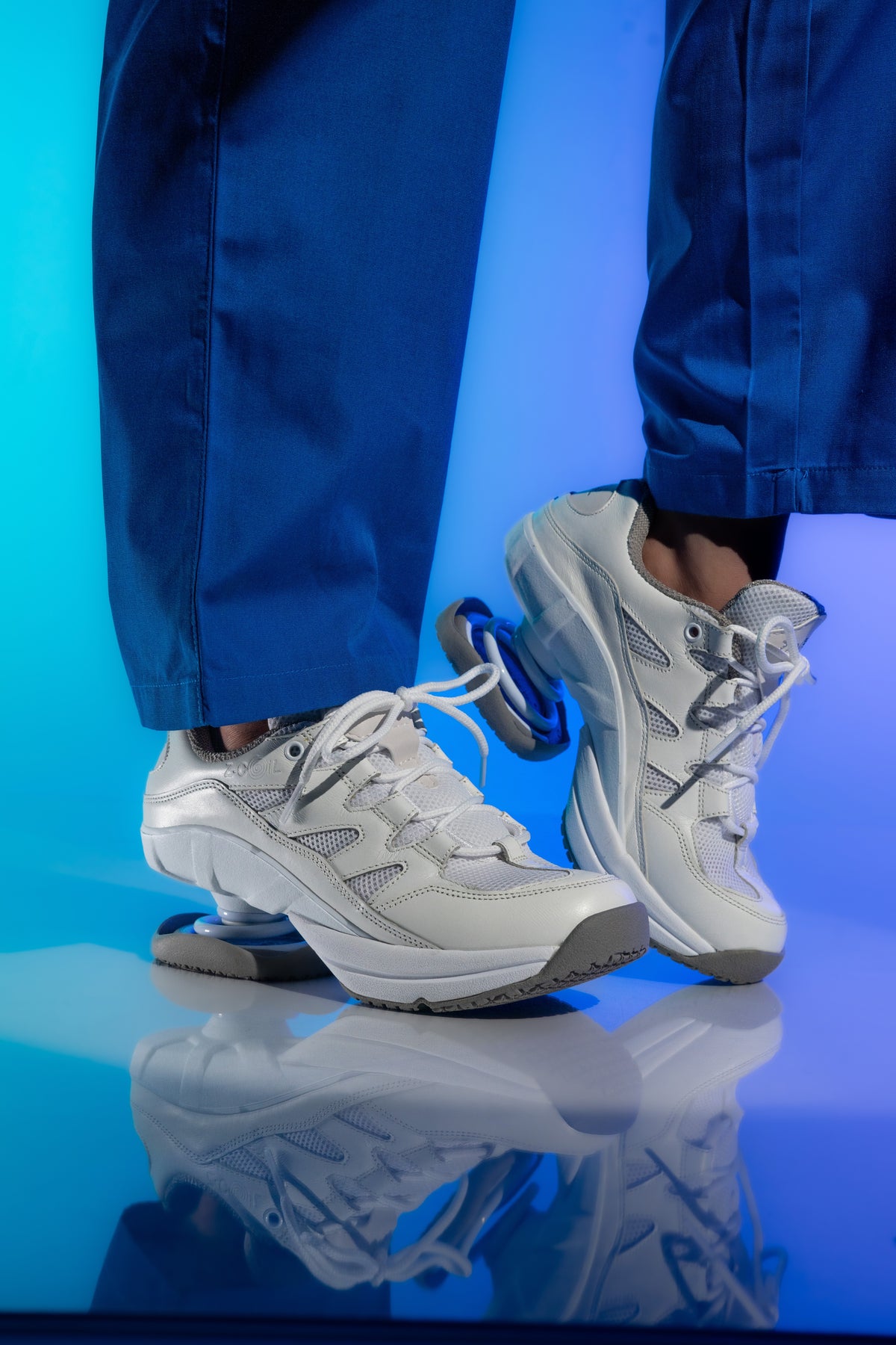 Z-CoiL covered coil heel on a hospital floor